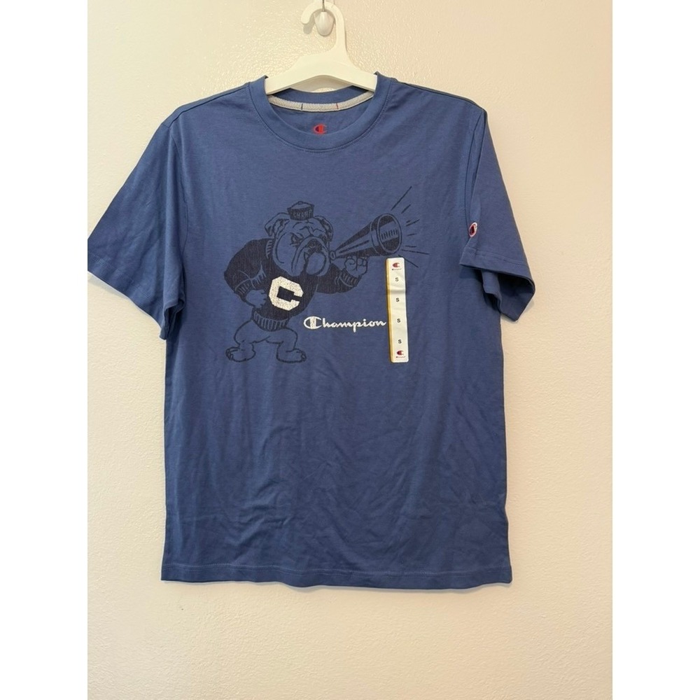 Champion Mens Gray Blue Bulldog Graphic Tee Shirt Small NWT